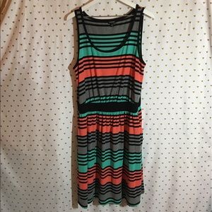 Torrid Skater Dress w/pockets Sz 2 Pink/Aqua/Gray